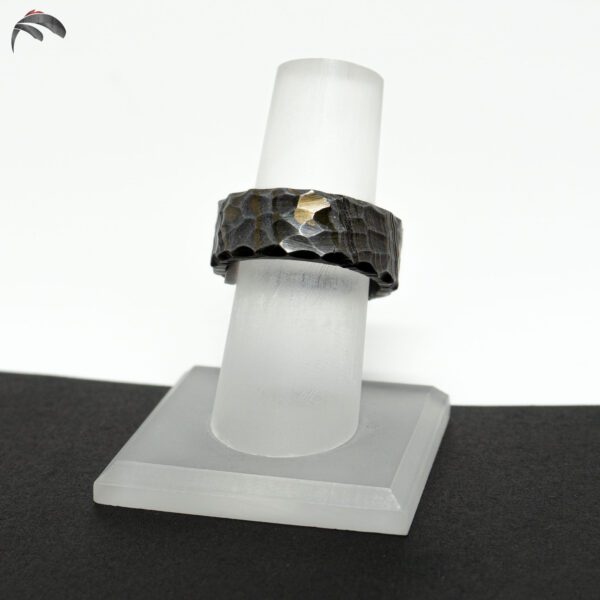 Laser Crafted Contemporary Handmade Men's Occasional Gift and Wedding Damascus Steel Mokume Gane Ring