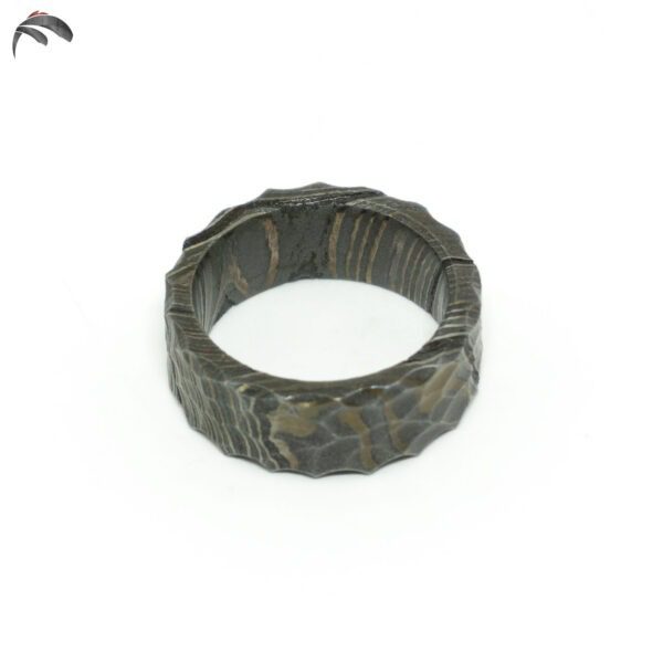 Laser Crafted Contemporary Handmade Men's Occasional Gift and Wedding Damascus Steel Mokume Gane Ring - Image 3