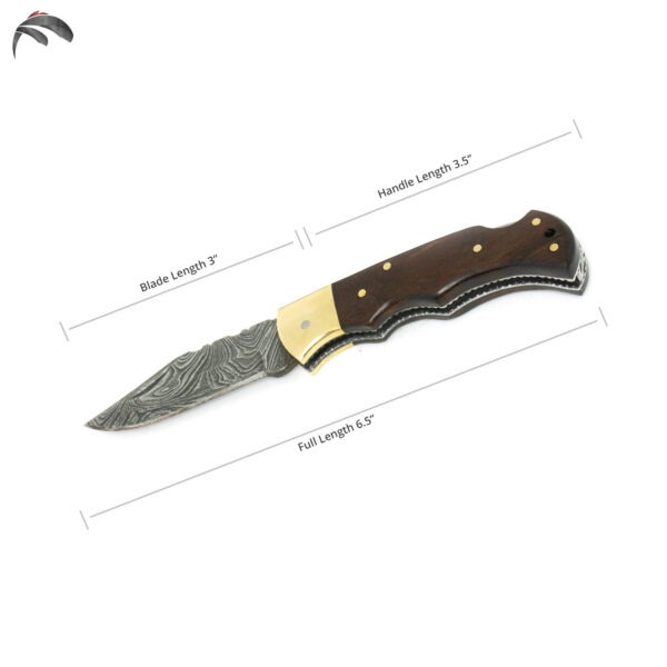6.5 inch Damascus Steel Custom Handmade Camping Trekking Pocket Folder Utility Knife, Rosewood - Image 7