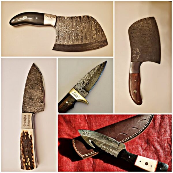 11 Inch Damascus Steel Hand Crafted Kitchen Chef Utility Dicing Knife, Rosewood - Image 7