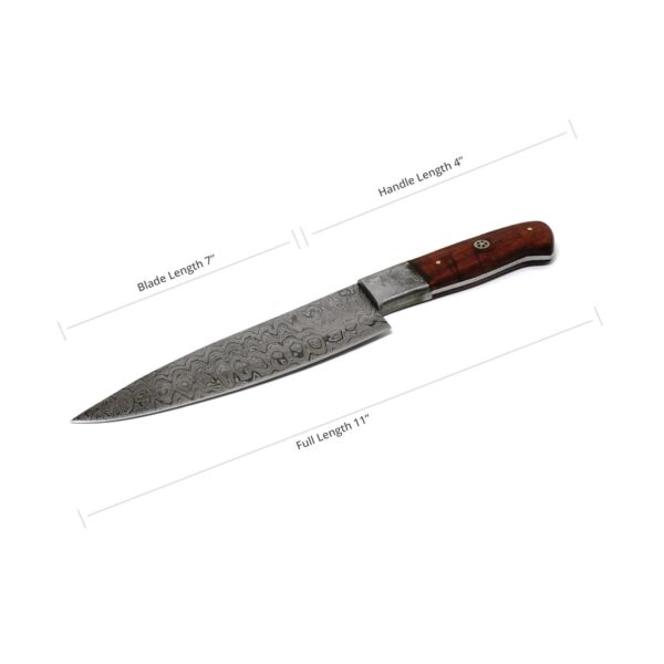 11 Inch Damascus Steel Hand Crafted Kitchen Chef Utility Dicing Knife, Rosewood - Image 2