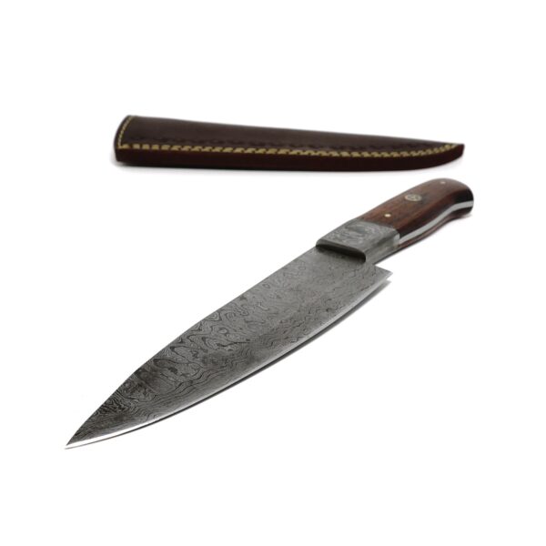 11 Inch Damascus Steel Hand Crafted Kitchen Chef Utility Dicing Knife, Rosewood - Image 4
