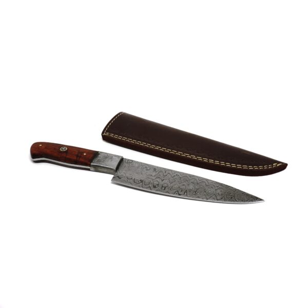 11 Inch Damascus Steel Hand Crafted Kitchen Chef Utility Dicing Knife, Rosewood - Image 5