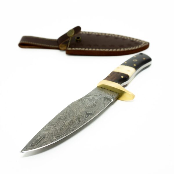 10.75 inch Damascus Steel Handmade Groomsmen Gift Hunting Camping Trekking Utility Collectible Knife - Image 5