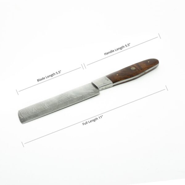 11 Inch Damascus Steel Handmade Kitchen Chef Utility Knife, Walnut Wood - Image 2