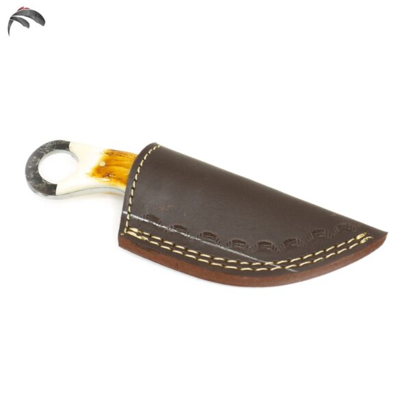 6 Inch Damascus Steel Custom made Hunting Camping Trekking Utility Knife, Gut Hook ( Full Tang) - Image 2