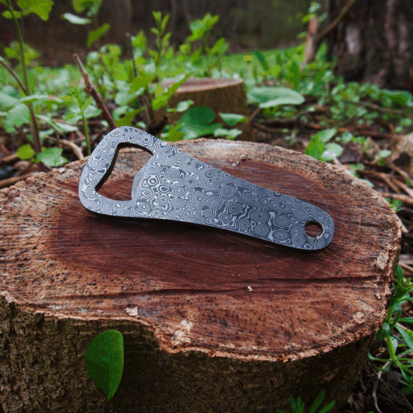 Bottle Opener Shape Damascus Steel Pendant - Image 2
