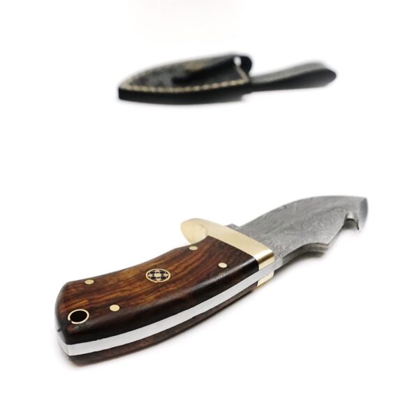 6.5 Inch Damascus Steel Handmade Camping Trekking Utility Collectible Knife with Gut Hook Engraved Christmas Day Gift - Image 5