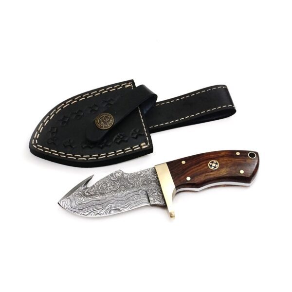 6.5 Inch Damascus Steel Handmade Camping Trekking Utility Collectible Knife with Gut Hook Engraved Christmas Day Gift - Image 6