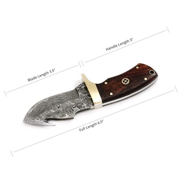 6.5 Inch Damascus Steel Handmade Camping Trekking Utility Collectible Knife with Gut Hook Engraved Christmas Day Gift - Image 3