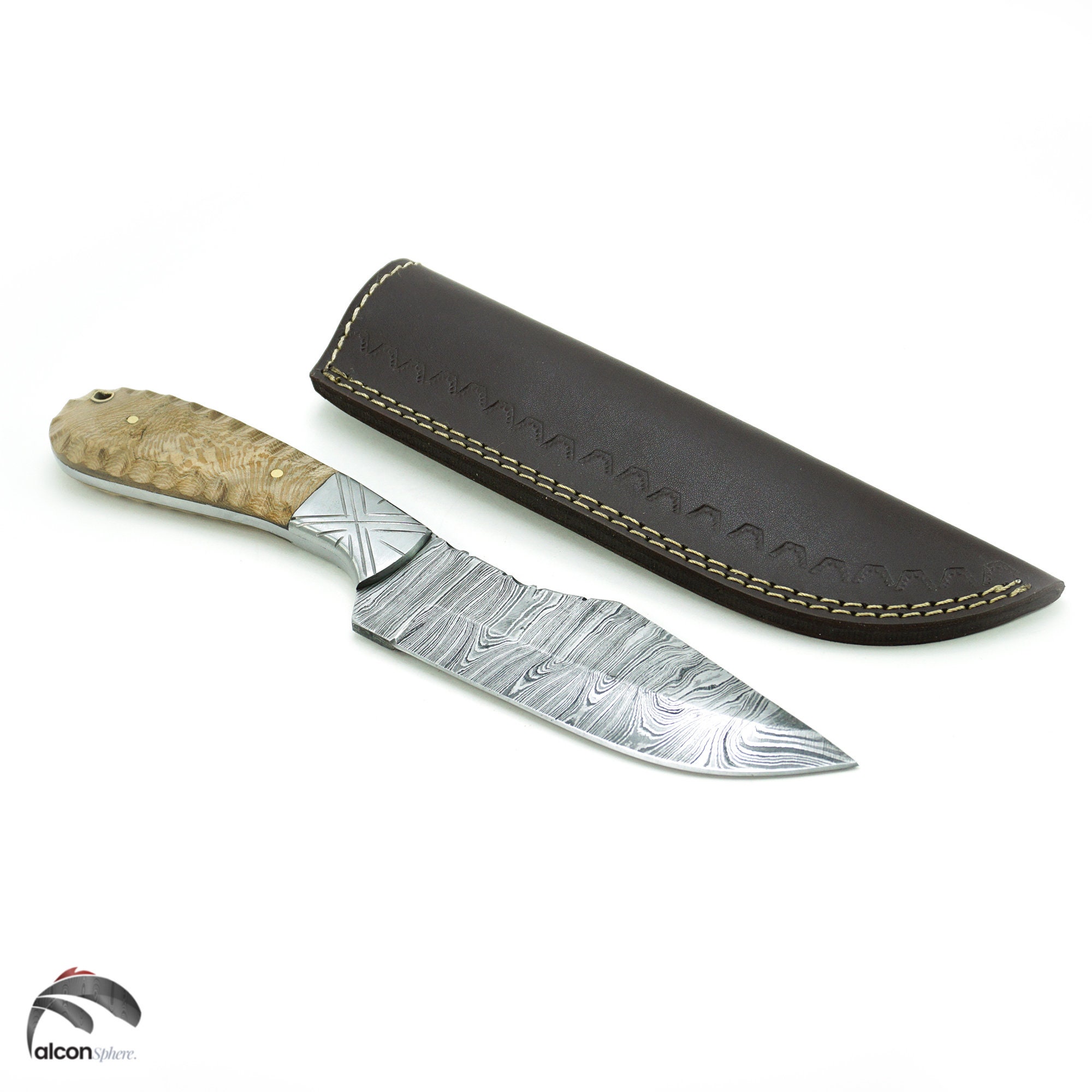 Damascus Steel Handmade Hunting Camping Trekking Utility Tool Knife Accessories Gift for him Engraved Christmas Day Gift - Image 6