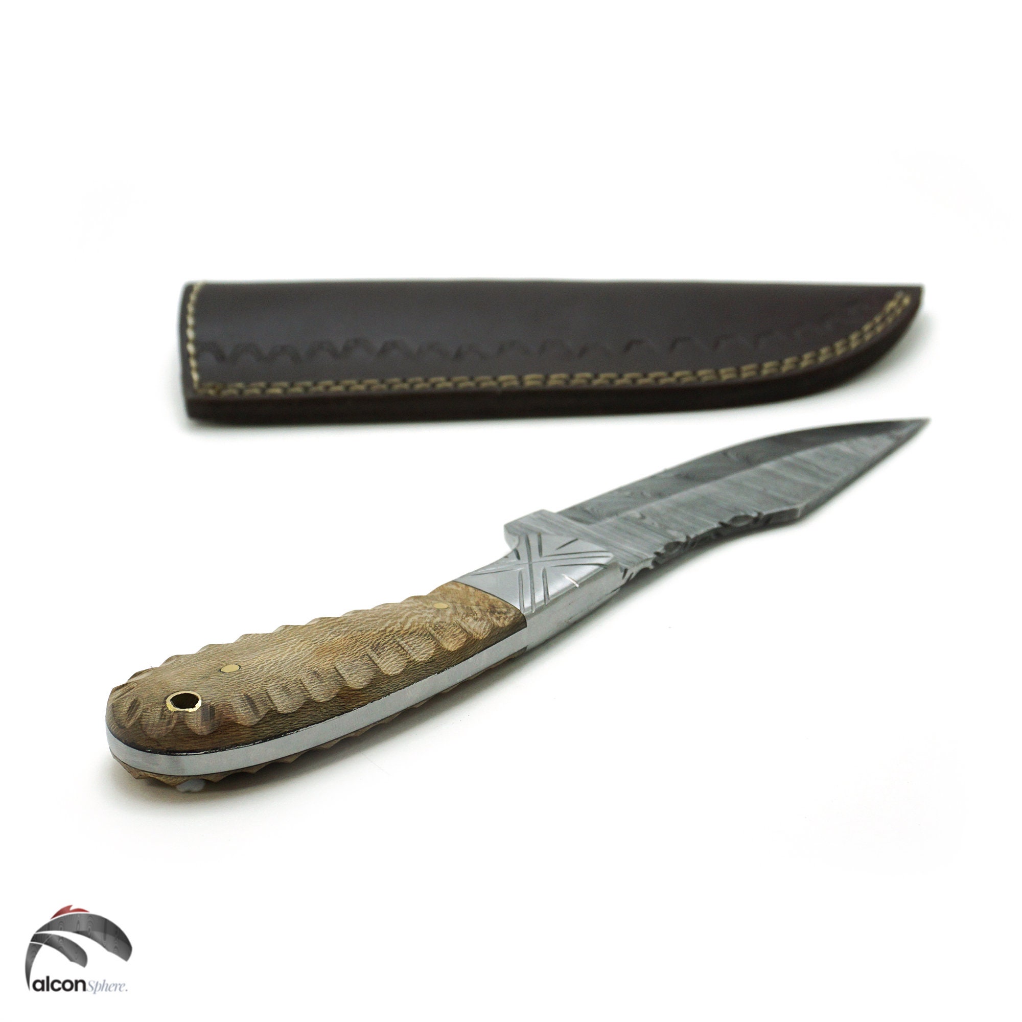 Damascus Steel Handmade Hunting Camping Trekking Utility Tool Knife Accessories Gift for him Engraved Christmas Day Gift - Image 5