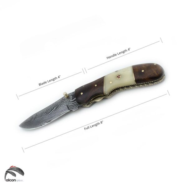 8 inch Damascus Steel Custom Handmade Camping Tracking Utility Groomsmen Gift  Collectible Crafting Pocket Knife Blade - Image 3