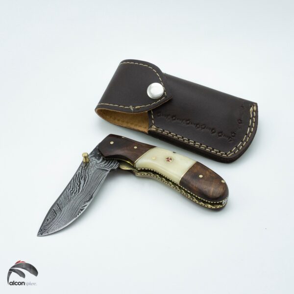 8 inch Damascus Steel Custom Handmade Camping Tracking Utility Groomsmen Gift  Collectible Crafting Pocket Knife Blade - Image 2
