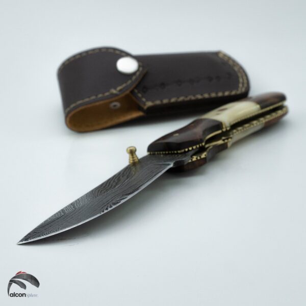8 inch Damascus Steel Custom Handmade Camping Tracking Utility Groomsmen Gift  Collectible Crafting Pocket Knife Blade - Image 5